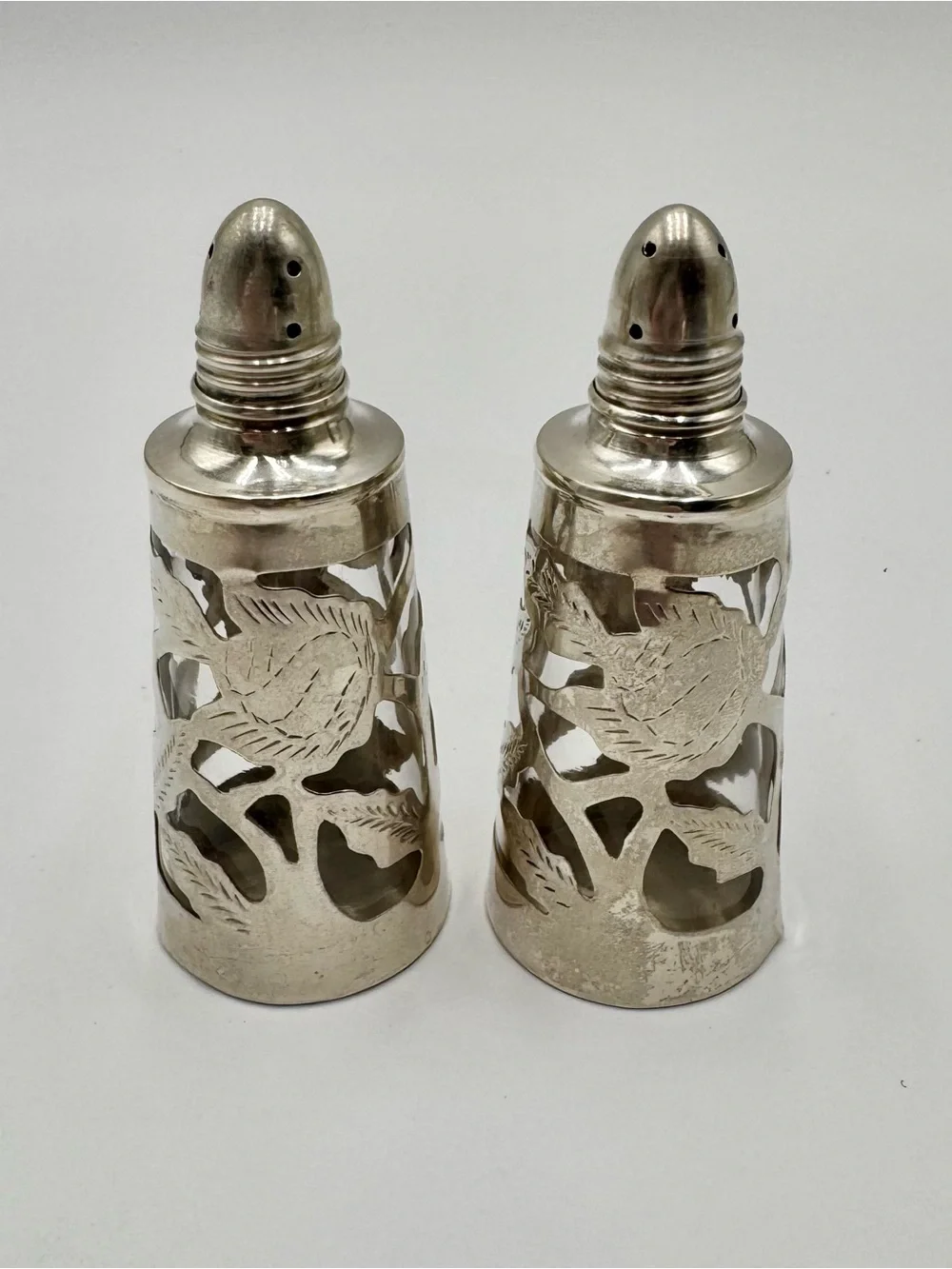 Taxco Sterling Silver 925 Salt and Pepper shakers Marked Taxco 925 Sterling CH